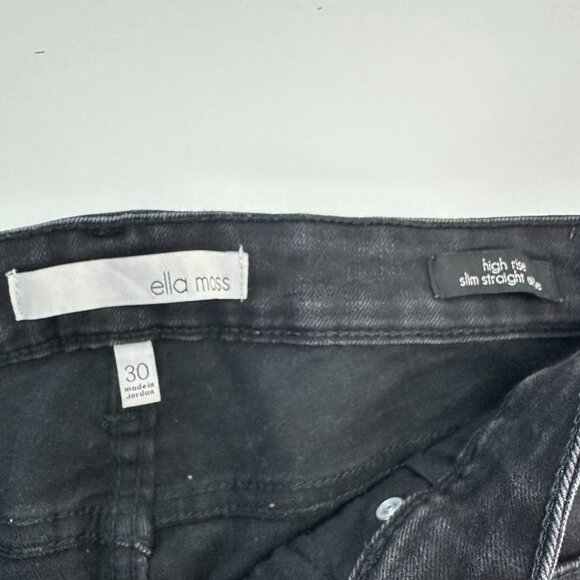 Ella Moss High Rise Straight Ankle Raw Hem Button Fly Women's size 30 Black Jean - Picture 3 of 5